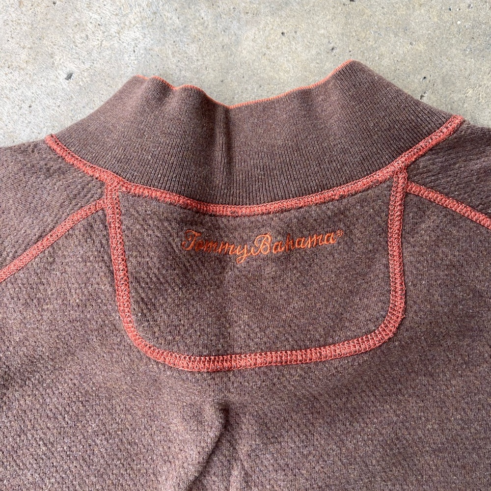 Tommy Bahama Reversible Quarter Zip Pullover Men's XL Brown Orange Sweatshirt - Picture 4 of 7